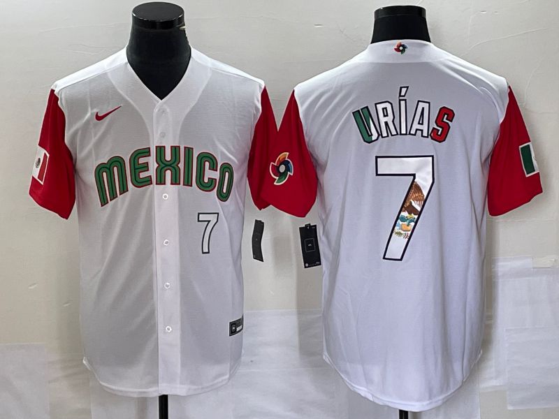 Men 2023 World Cub Mexico #7 Urias White camo Nike MLB Jersey3